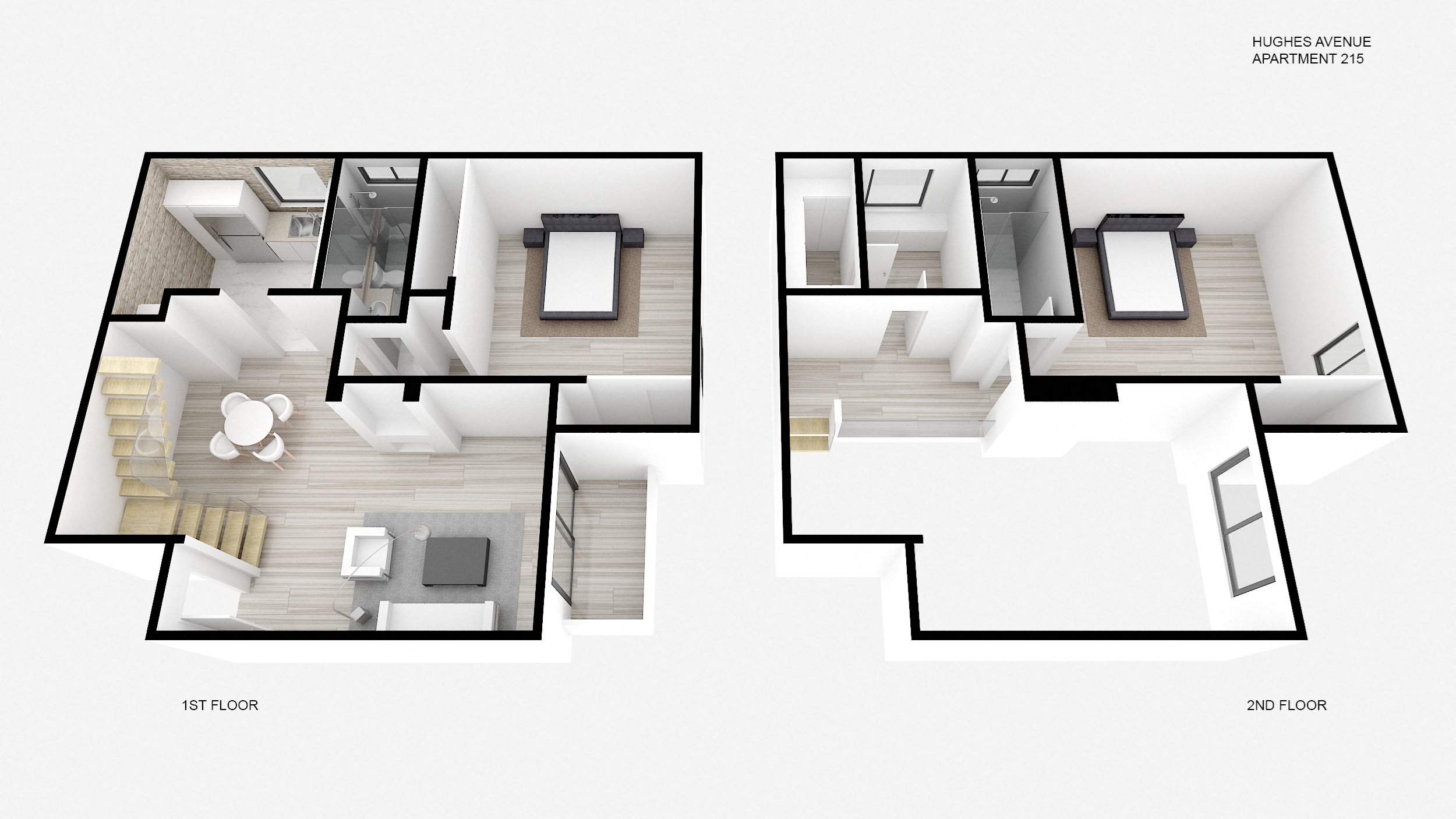 Two Bed + Two Bath Townhouse w/ Loft Floorplan